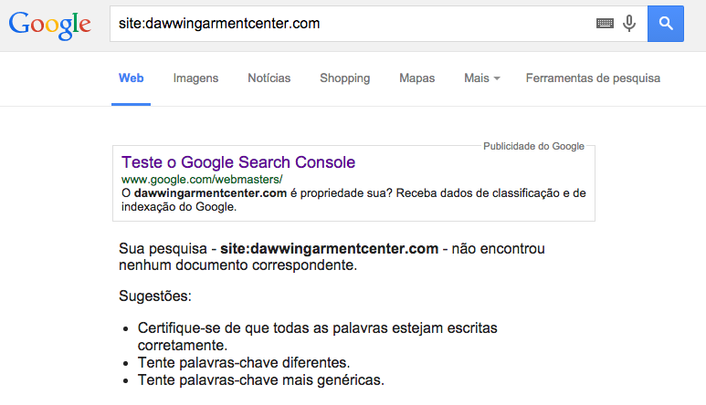 dominio nao indexado google