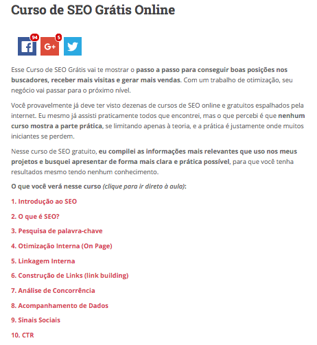 curso de seo gratis pagina